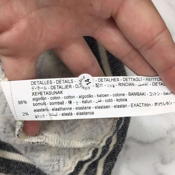 Zara Black White Stripe‎ Knit Turtleneck Sweater Womens Large Pullover Cropped - Picture 6 of 9